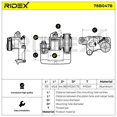 Bremssattel RIDEX 78B0478 78B0478 - foto 6