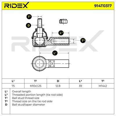 Spurstangenkopf RIDEX 914T0317 914T0317 - foto 6