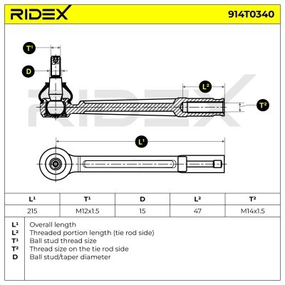 Spurstangenkopf RIDEX 914T0340 914T0340 - foto 8