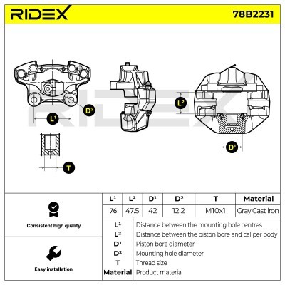 Bremssattel RIDEX 78B2231 78B2231 - foto 3