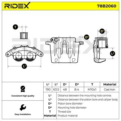 Bremssattel RIDEX 78B2060 78B2060 - foto 6