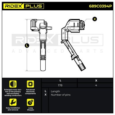 Zündspule RIDEX 689C0394P 689C0394P - foto 3