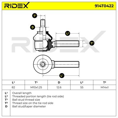 Spurstangenkopf RIDEX 914T0422 914T0422 - foto 6