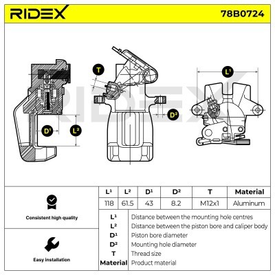 Bremssattel RIDEX 78B0724 78B0724 - foto 6