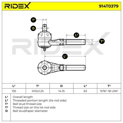 Spurstangenkopf RIDEX 914T0379 914T0379 - foto 4