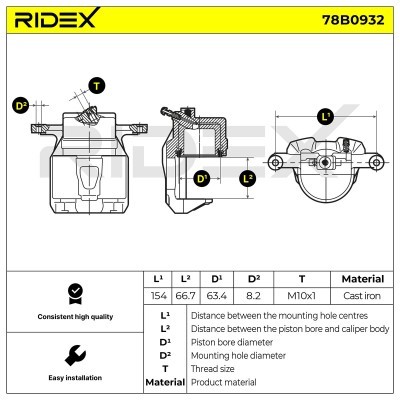 Bremssattel RIDEX 78B0932 78B0932 - foto 6