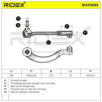 Spurstangenkopf RIDEX 914T0093 914T0093 - foto 4