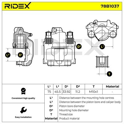 Bremssattel RIDEX 78B1037 78B1037 - foto 7