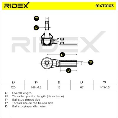 Spurstangenkopf RIDEX 914T0103 914T0103 - foto 5