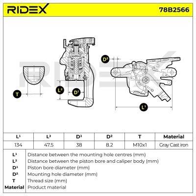 Bremssattel RIDEX 78B2566 78B2566 - foto 7