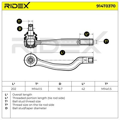 Spurstangenkopf RIDEX 914T0370 914T0370 - foto 5