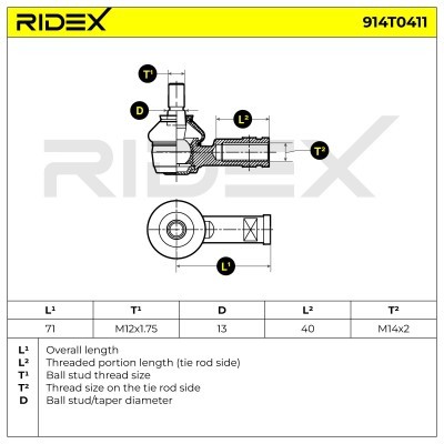 Spurstangenkopf RIDEX 914T0411 914T0411 - foto 5