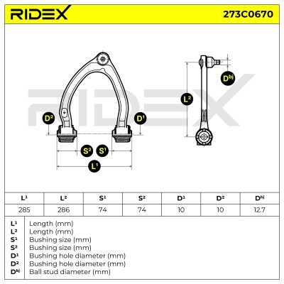 Querlenker RIDEX 273C0670 273C0670 - foto 2