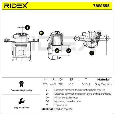 Bremssattel RIDEX 78B1555 78B1555 - foto 6