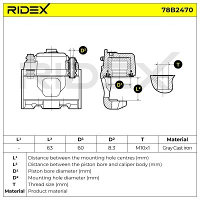 Bremssattel RIDEX 78B2470 78B2470 - foto 7