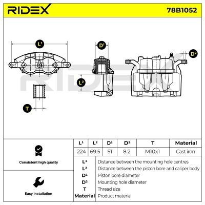 Bremssattel RIDEX 78B1052 78B1052 - foto 4