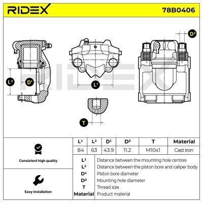 Bremssattel RIDEX 78B0406 78B0406 - foto 3
