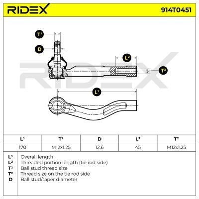 Spurstangenkopf RIDEX 914T0451 914T0451 - foto 6
