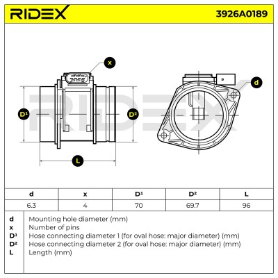 Luftmassenmesser RIDEX 3926A0189 3926A0189 - foto 6