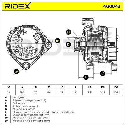 Generator RIDEX 4G0043 4G0043 - foto 6