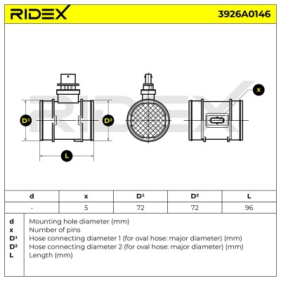 Luftmassenmesser RIDEX 3926A0146 3926A0146 - foto 7
