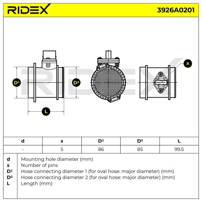 Luftmassenmesser RIDEX 3926A0201 3926A0201 - foto 6