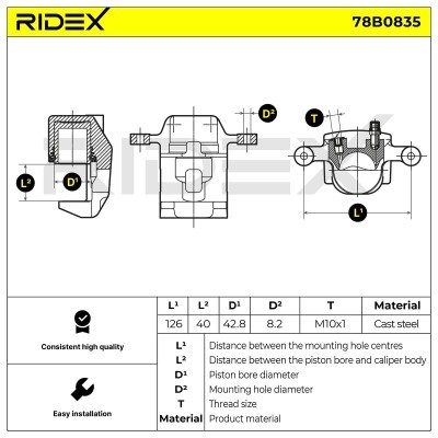 Bremssattel RIDEX 78B0835 78B0835 - foto 5