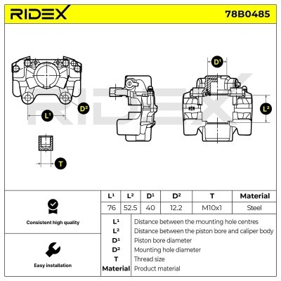 Bremssattel RIDEX 78B0485 78B0485 - foto 6