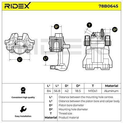 Bremssattel RIDEX 78B0645 78B0645 - foto 6