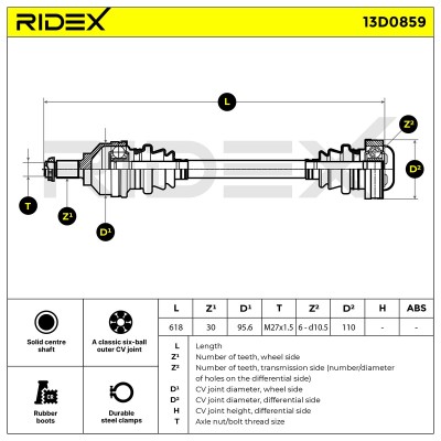 Antriebswelle RIDEX 13D0859 13D0859 - foto 6