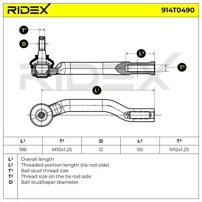 Spurstangenkopf RIDEX 914T0490 914T0490 - foto 6