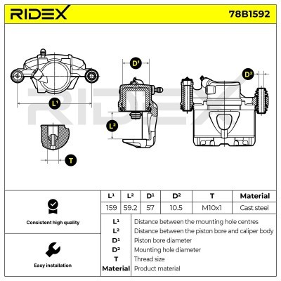 Bremssattel RIDEX 78B1592 78B1592 - foto 6