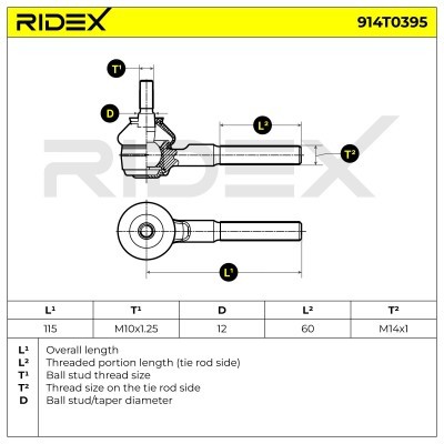 Spurstangenkopf RIDEX 914T0395 914T0395 - foto 5