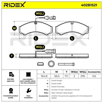 Bremsbeläge Satz RIDEX 402B1521 402B1521 - foto 6