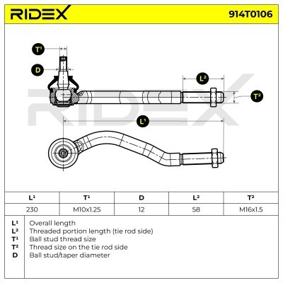 Spurstangenkopf RIDEX 914T0106 914T0106 - foto 4