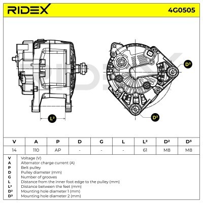 Generator RIDEX 4G0505 4G0505 - foto 7