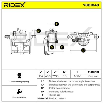 Bremssattel RIDEX 78B1048 78B1048 - foto 6