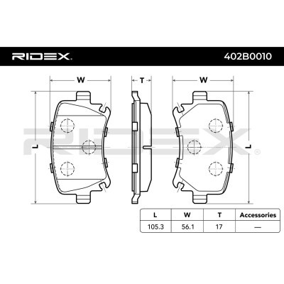 Bremsbeläge Satz RIDEX 402B0010 402B0010 - foto 6