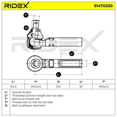 Spurstangenkopf RIDEX 914T0250 914T0250 - foto 6