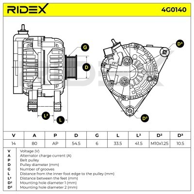 Generator RIDEX 4G0140 4G0140 - foto 5