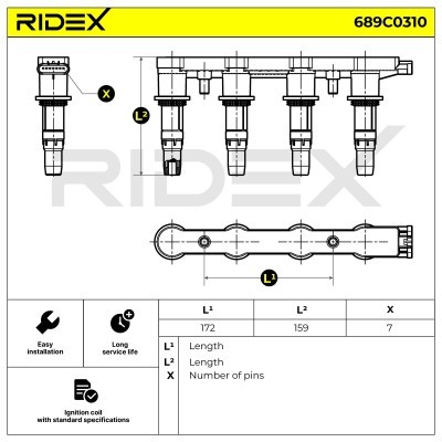 Zündspule RIDEX 689C0310 689C0310 - foto 2