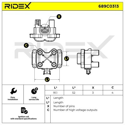 Zündspule RIDEX 689C0313 689C0313 - foto 7
