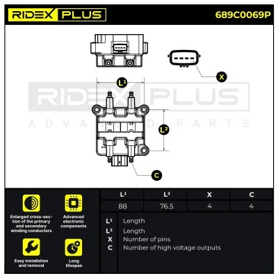 Zündspule RIDEX 689C0069P 689C0069P - foto 3