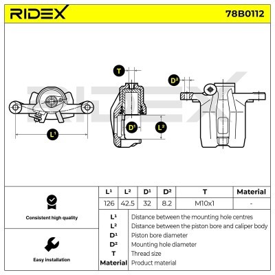 Bremssattel RIDEX 78B0112 78B0112 - foto 2