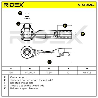 Spurstangenkopf RIDEX 914T0494 914T0494 - foto 6