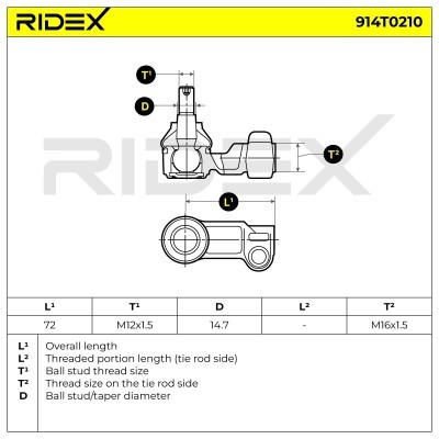 Spurstangenkopf RIDEX 914T0210 914T0210 - foto 5