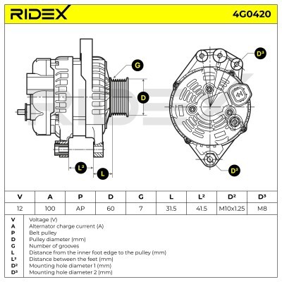 Generator RIDEX 4G0420 4G0420 - foto 5