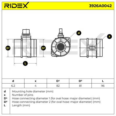 Luftmassenmesser RIDEX 3926A0042 3926A0042 - foto 7