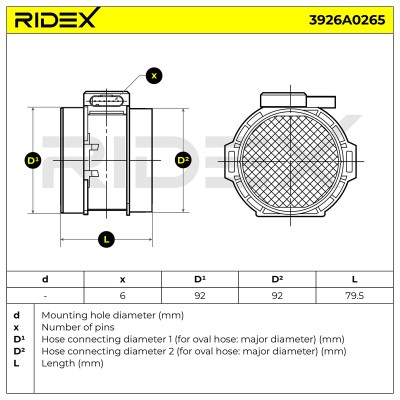 Luftmassenmesser RIDEX 3926A0265 3926A0265 - foto 6