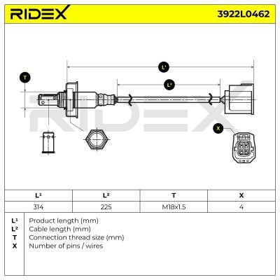 Lambdasonde RIDEX 3922L0462 3922L0462 - foto 6